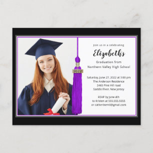 Purple Tassel Photo Graduation Party Invitation