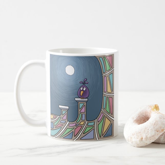Purple Tiki Bird pleine lune de café Mug (Avec donut)