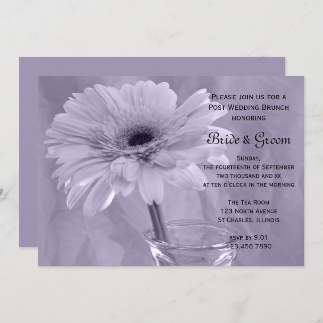 Purple Tinted Daisy Post Mariage Brunch Invitation (Devant / Derrière)