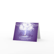 Purple Tree String Lights Mariage Merci Cartes