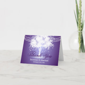 Purple Tree String Lights Mariage Merci Cartes