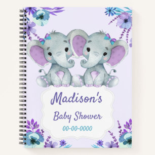 Purple Twins Elephant Baby shower de livre mémoire