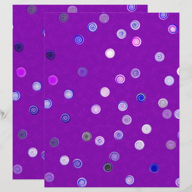 Purple Twisty Polka Dot Spiral 2-Sided Scrap Paper (Devant / Derrière)