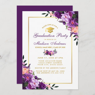 Purple Ultra Violet Graduation Party Invitation P