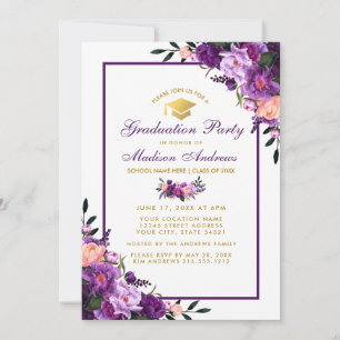 Purple Ultra Violet Graduation Party Invitation PF