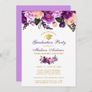 Purple Ultra Violet Graduation Party Invitation PF