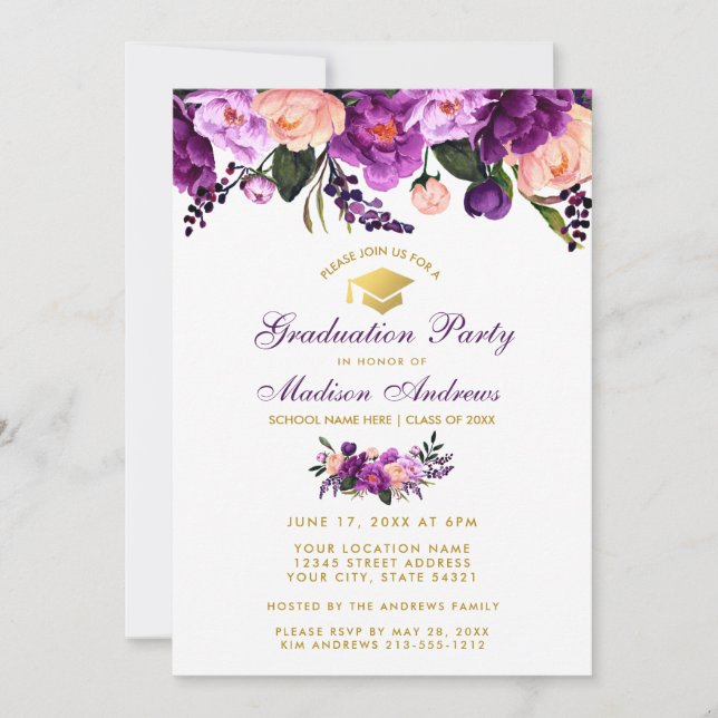 Purple Ultra Violet Graduation Party Invitation PF (Devant)