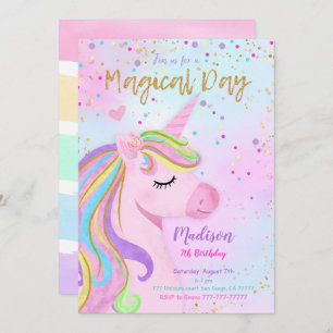 Purple Unicorn Invitation Anniversaire