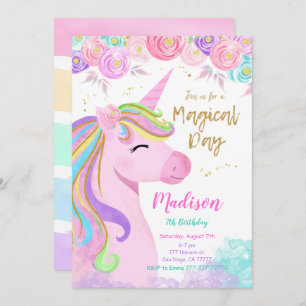 Purple Unicorn Invitation Anniversaire