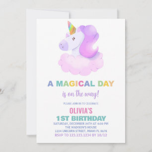 Purple Unicorn Invitations d'anniversaire