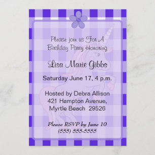 Purple Unicorn Invitations d'anniversaire