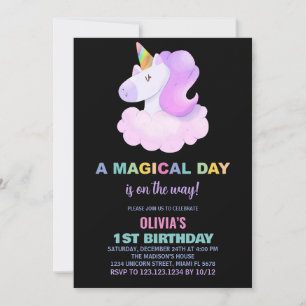 Purple Unicorn Invitations d'anniversaire