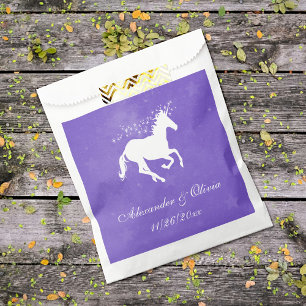 Purple Unicorn Mariage Favor Sacs