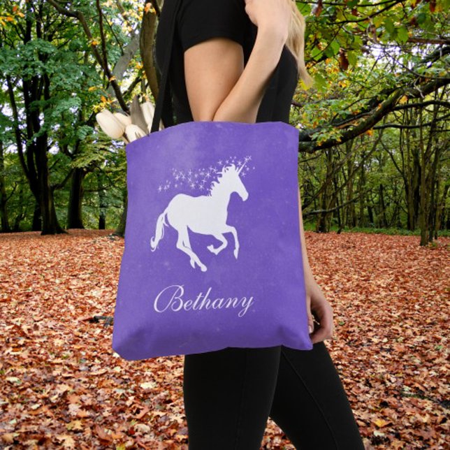 Purple Unicorn Sac fourre-tout personnalisé (Purple Unicorn Personalized Tote Bag)