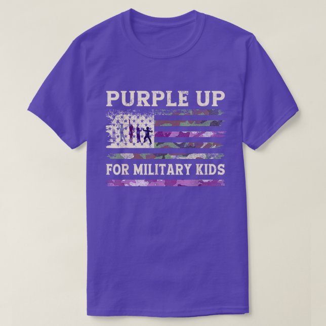 Purple Up For Military Kids - T-Shirt Drapeau Amér (Design devant)