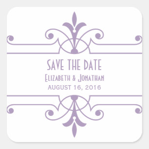 Purple v2 Fancy Ornamental Save Date Stickers