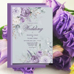 Purple & Vert Floral Faire-part de mariage moderne<br><div class="desc">Belle cascade de fleurs et de verdure d'aquarelle violet qui descend sur un script chic et une police moderne en coordination de couleur violet. Un arrière - plan vert doux assorti aux couleurs vertes crée cet arrière - plan. Si vous voulez du romantisme, cette invitation est parfaite. Si chic et...</div>
