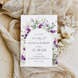 Purple vert Lavender Arch Mariage Invitations