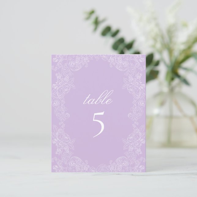 Purple Victorian Wedding Table Number Sign (Debout devant)