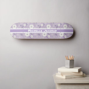 Purple Vintage Floral Nom personnalisé Skateboard