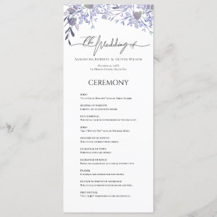 Purple Vintage Programme de mariage botanique