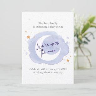 Purple Watercolor fille Baby shower Invitation 