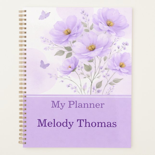 Purple Watercolor Floral Planner Cover (Devant)