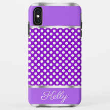 Purple White Polka Dot Motif iPhone XS Max Coque