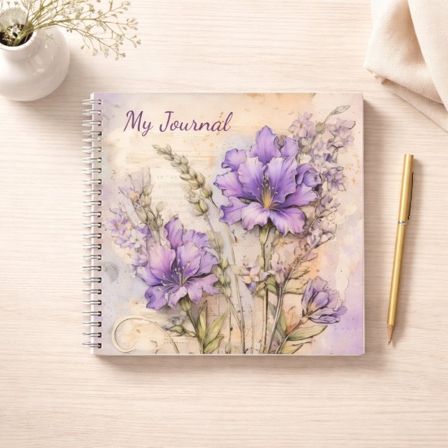 Purple Wildflower Aesthetic Writing Journal (Créateur téléchargé)