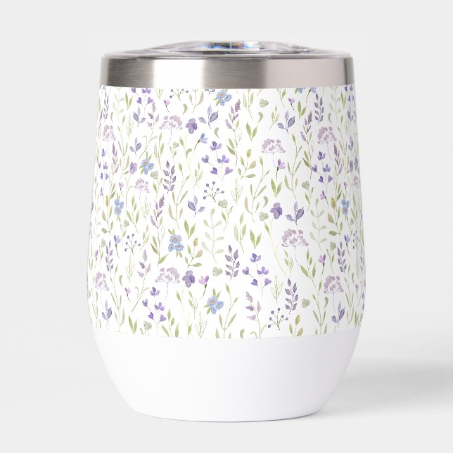 Purple Wildflower Watercolor Thermal Wine Tumbler (Avant)