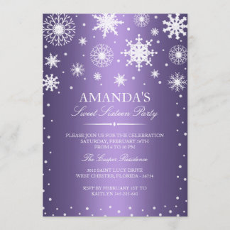 Purple Winter Wonderland Sweet 16 Invitation