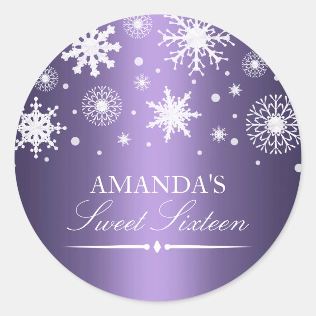 Purple Winter Wonderland Sweet 16 Sticker (Devant)