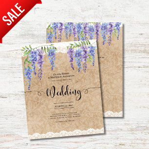 Purple Wisteria Floral Mariage Rustique Kraft dent