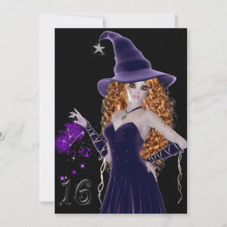 Purple Witch Sweet 16 Anniversaire Invitation