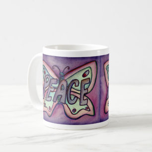 Purple Word Art Purple Papillon Ailes Coffee Mug