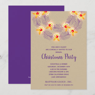 Purple Wreath Christmas Holiday Invitations