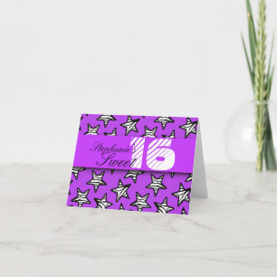 Purple zèbre étoiles Sweet 16 Anniversaire Carte