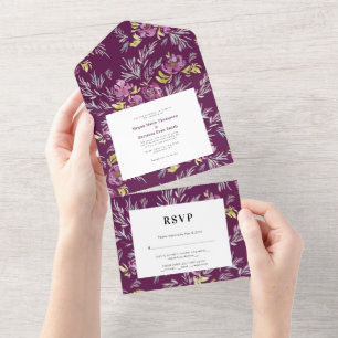 PurpleModern Aquarelle Faire-part de mariage