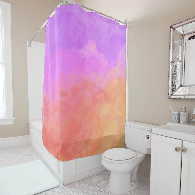 Purples et Oranges Nuages Abstraits Rideau de douc (En situation)