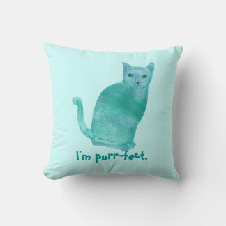Purr-fect bleu vert Abstrait Coussins de chat