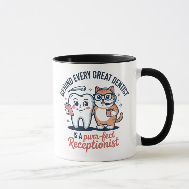 Purr-fect Dental Duo | Funny Cat and Tooth Mug Des (Droite)