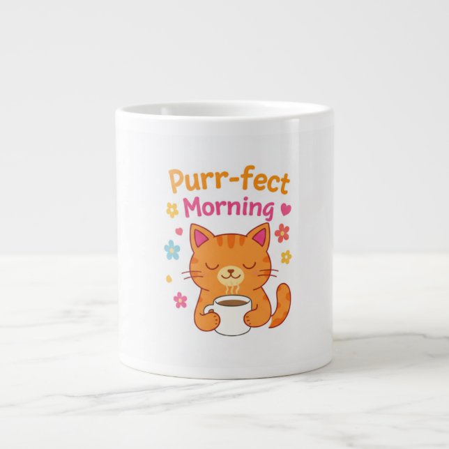 Purr-fect Morning Cat Coffee Mug – Cute Cat Lover  (Devant)