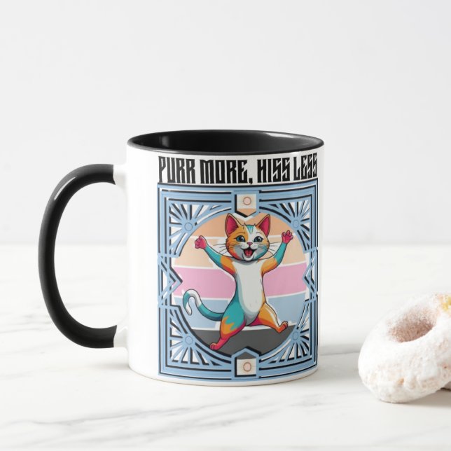 Purr More Hiss Less - Drôle Chat Mug pour les amou (Avec donut)