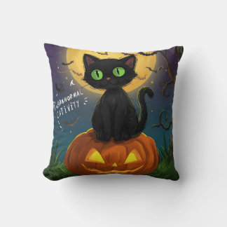 Purranoro Cativité Chat noir Halloween Coussin