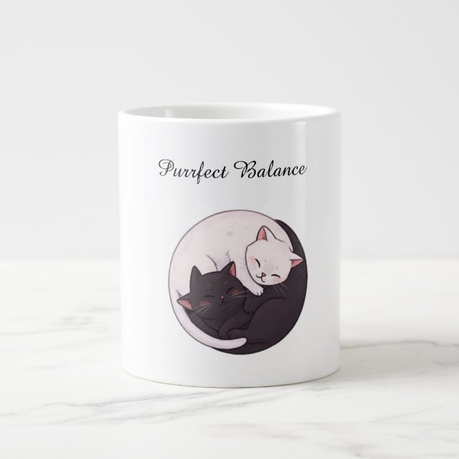 Purrfect Balance Yin Yang Cats Cute Cartoon Mug (Devant)