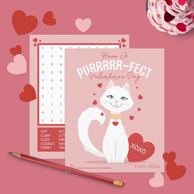 Purrfect Cat Kids Valentine's Day Card (Créateur téléchargé)