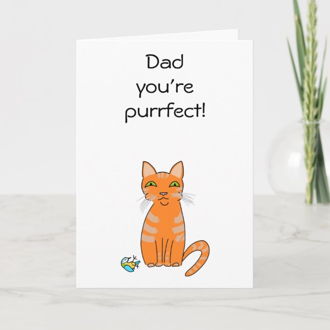 Purrfect cat Papa humoristique dessin animé Carte  (Devant)