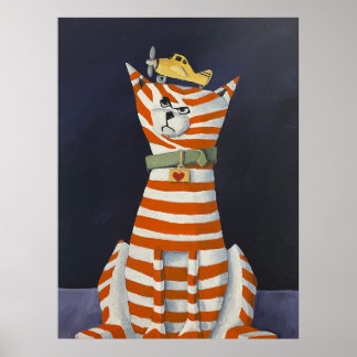 Purrfect Landing, Stripped Cat with a toy poster