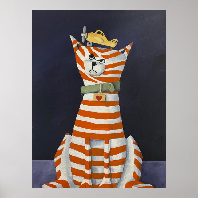 Purrfect Landing, Stripped Cat with a toy poster (Devant)