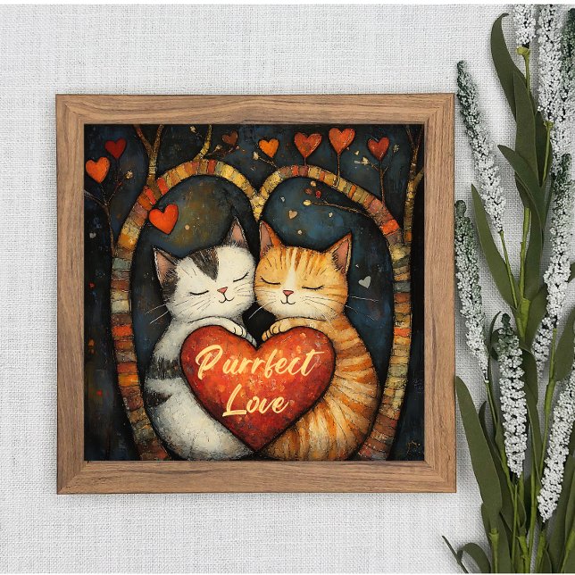 Purrfect Love A Cosy Cat Embrace Poster Wall Art (Créateur téléchargé)